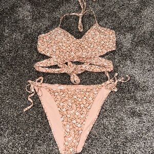 Aerie Floral Tan Bikini Set